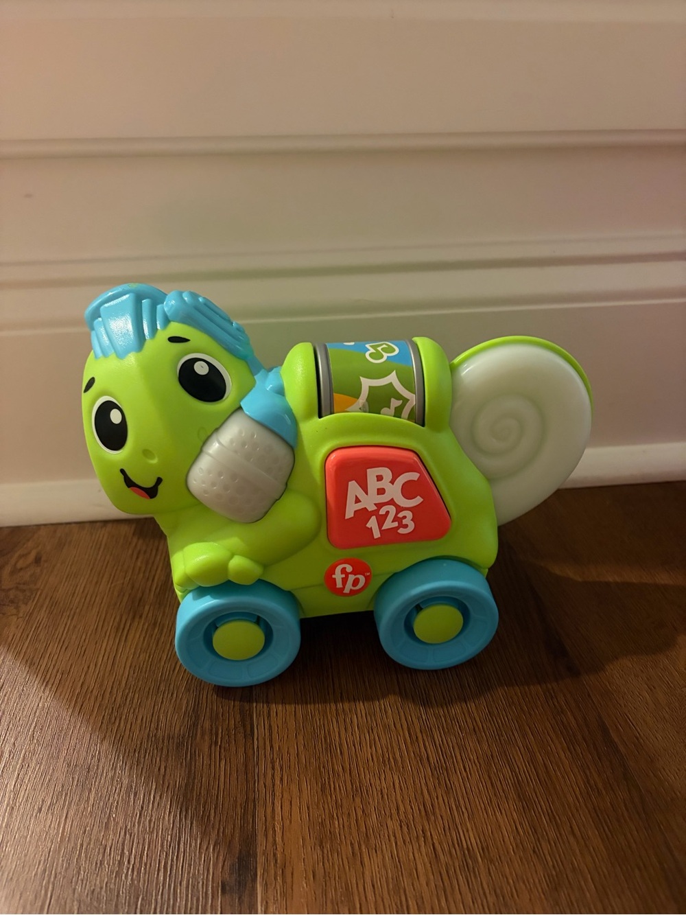 Fisher-Price Lime Green and Blue ABC 123 Snail Push Toy